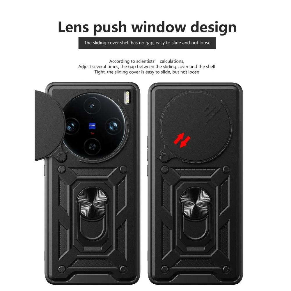 Чехол Armor Case для VIVO X100 Pro Cover Защита объектива с кольцом Магнитный держатель Business Полная защита Cover