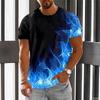 Мужская 3D-печать Футболка Графический Огонь Уличная Одежда С коротким рукавом Круглый вырез Топы Футболки Пуловер Уличный Стиль Спортивная Одежда Оверсайз