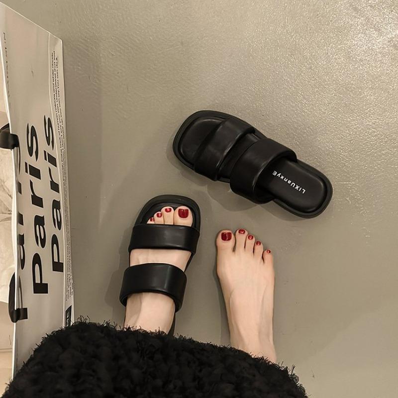 2024 Новые летние тапочки-гладиаторы, сандалии, модные элегантные тапочки с открытым носком на платформе, удобные пляжные повседневные шлепанцы на толстом каблуке