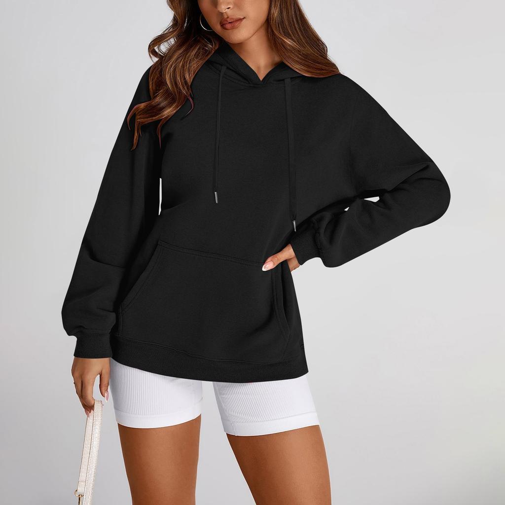 Женский свободный свитшот с круглым вырезом и длинными рукавами, повседневный свободный крой на шнурке