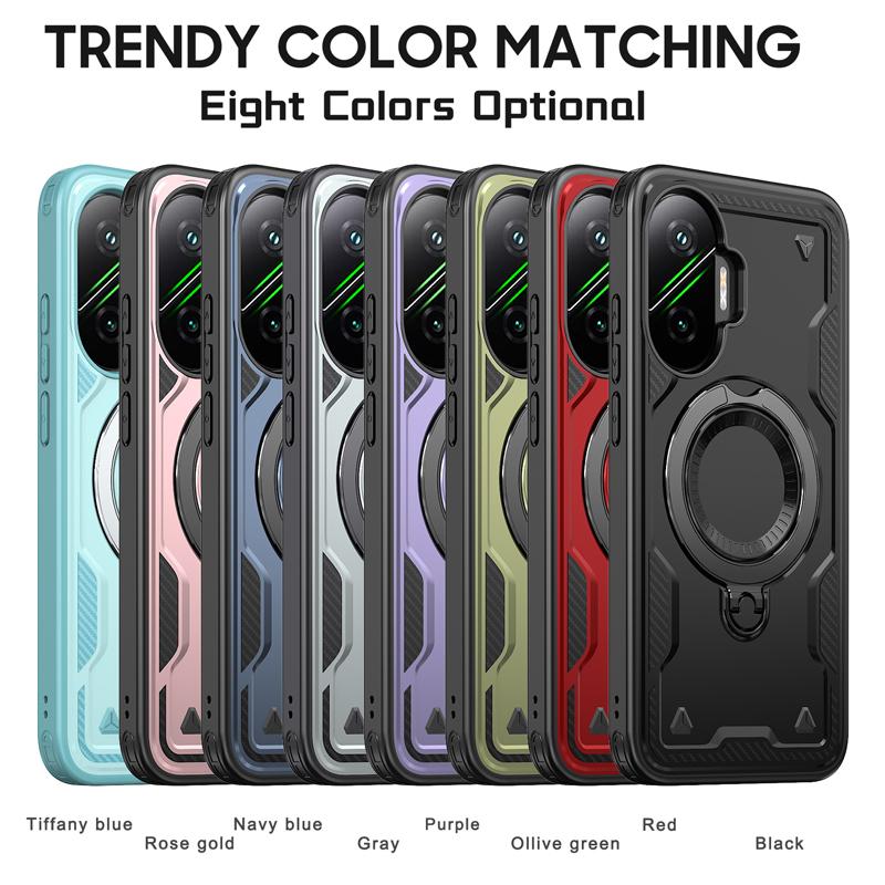 Чехол для Xiaomi POCO F7 5G, военный противоударный жесткий ПК+ТПУ, 360° регулируемое кольцо-подставка на задней панели для Little F7
