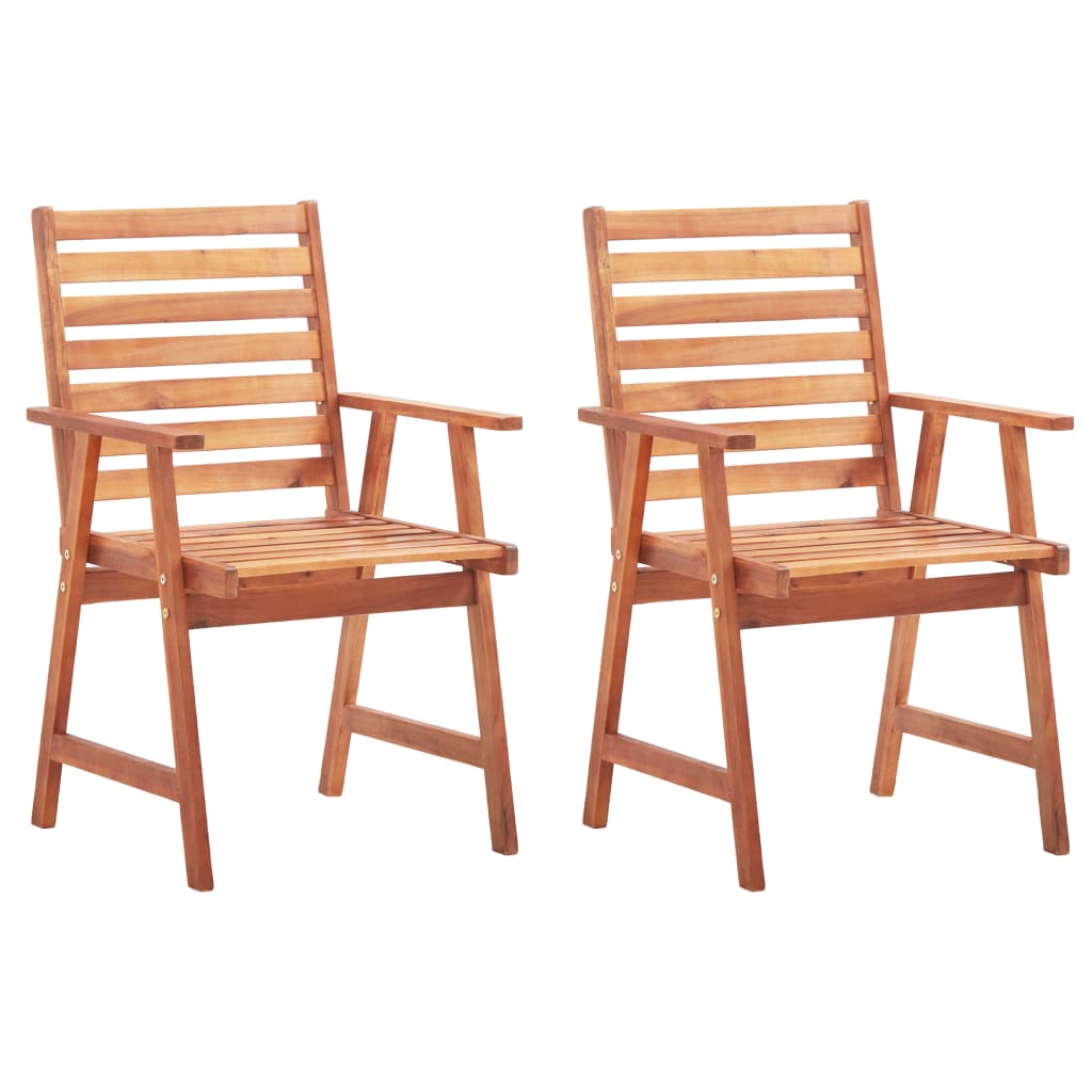 Garden Dining Chairs 2 pcs with Cushions Solid Acacia Wood