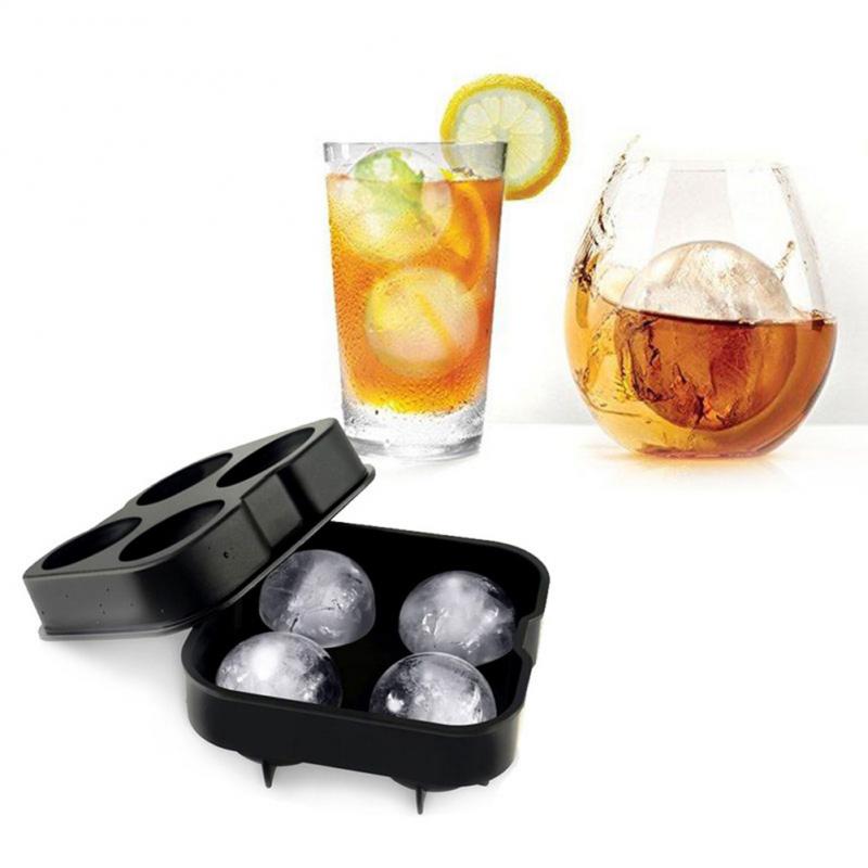 1pc Cocktail Whiskey Ice Ball Maker Tray 4 Large Silicone Ice Molds DIY Round Mould Kitchen Bar Accessories Supplies