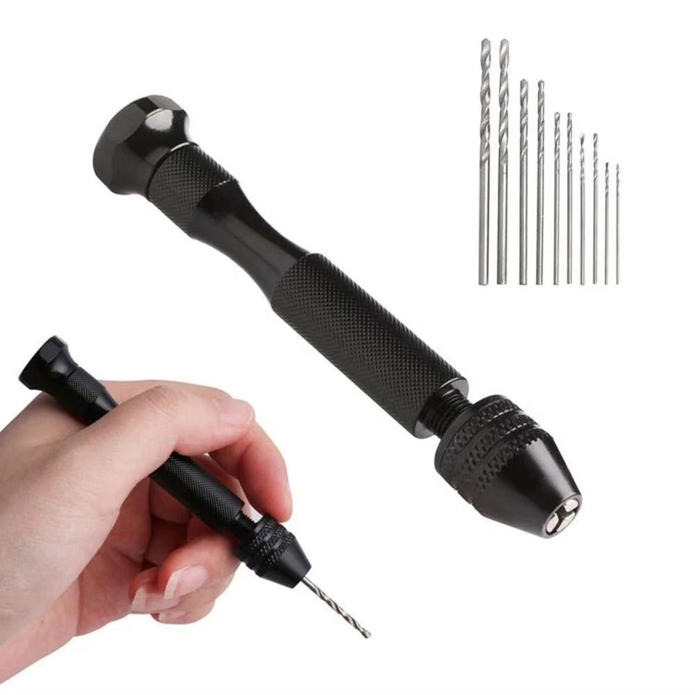 Accurate Tools Set Mini Micro Aluminum Hand Drill Tiny DIY Twist Drill Bit 0.3-3.4mm Mini Drilling Rotary Tools Hand Drill Hobby