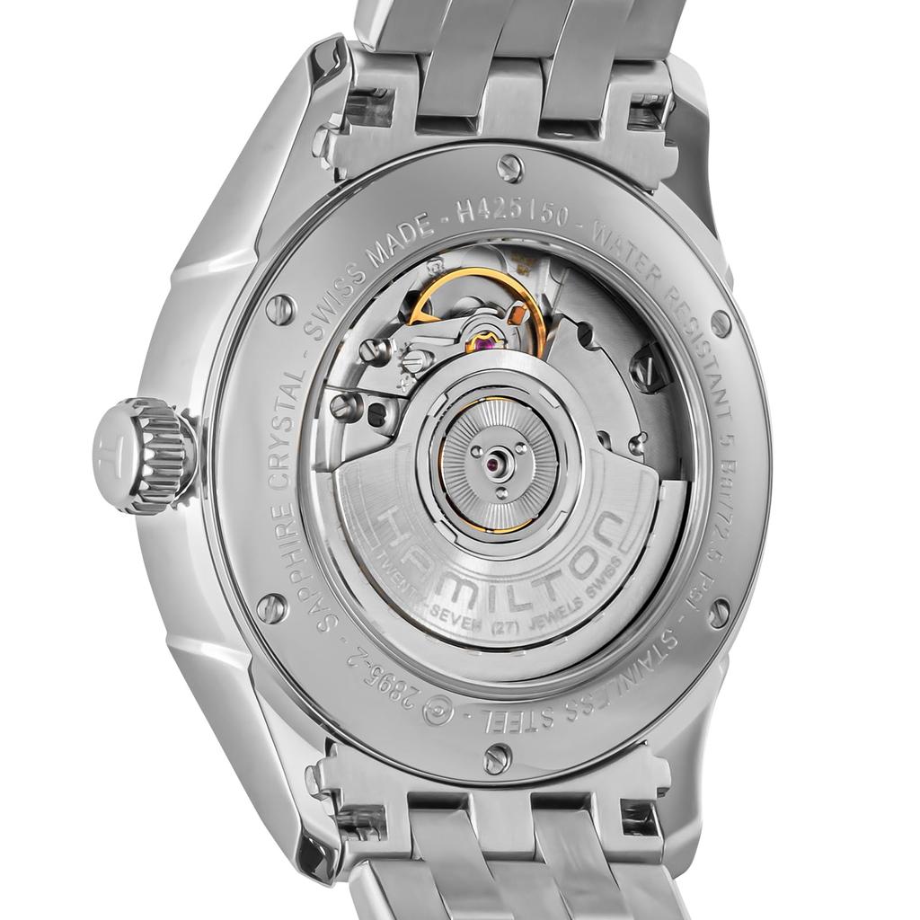 Часы Jazzmaster Maestro Small Second Auto Jazzmaster с черным циферблатом из нержавеющей стали и сапфировым стеклом, автоматическим заводом, водонепроницаемые до 5 АТМ, швейцарские часы