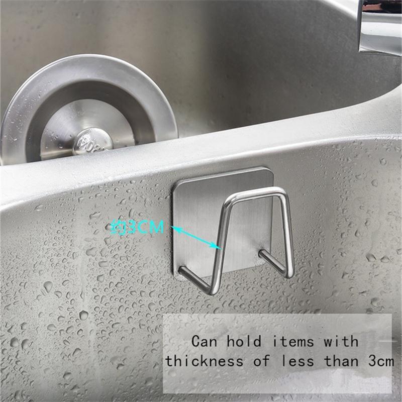 1 шт. Подставка-держатель для губки из нержавеющей стали, без пробивания отверстий, для сушки, на клейкой основе, для настенного шкафа, многофункциональные кухонные принадлежности