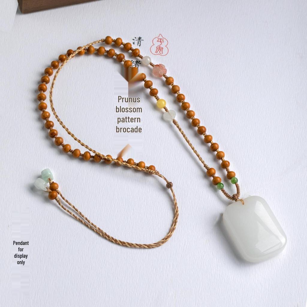 Ожерелье-подвеска в древнем стиле, ручной работы, из косточек оливы и жадеита, для женщин