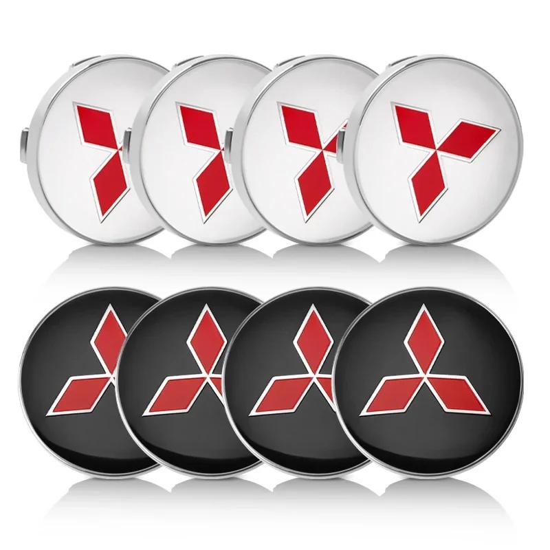 Набор из 4 наклеек на центральные колпачки дисков с логотипом Mitsubishi для Pajero, ASX, Lancer, Outlander 3, L200 - 56мм и 60мм