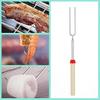 8pcs 32inch BBQ Barbecue Fork 304 Stainless Steel Scalable for Outdoor Camping Campfire, Wooden Handle Barbecue Stick