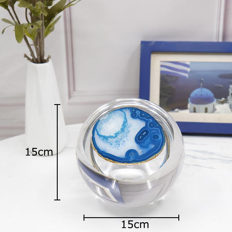 Agate Decorative Crystal Ball Modern Crafts Desk Decoration Geometric Artwork Crystal Ball Ornaments Room Aesthetic Decor