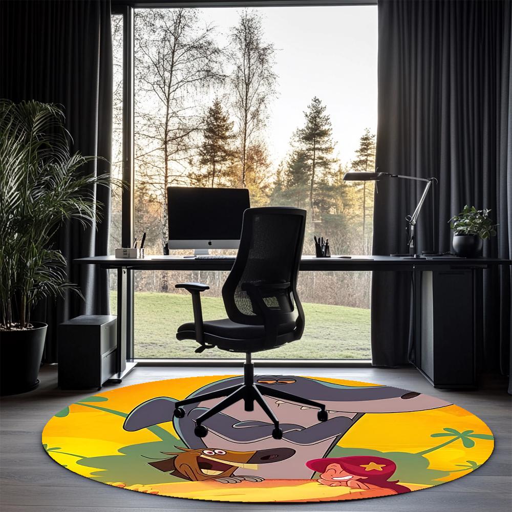 Zig & Sharko Printed Round Rug Carpet Chair Rug Area Rug Entryway Doormats,for Office Chair Living Room Bedroom Kitchen Room.