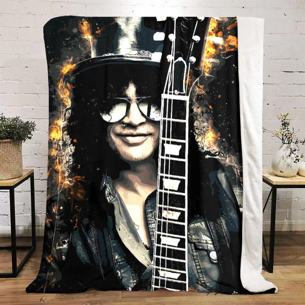 Guitarist Top Hat Guitar Soft Comfortable Blanket Suitable All Seasons Perfect Gift Office Nap Outdoor Travel