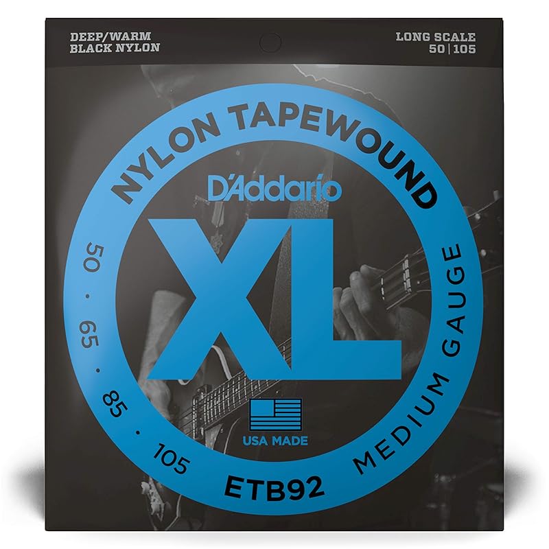 D'Addario ETB92 Черные Басовые Струны с Нейлоновой Обмоткой, Длинные, .050-.105мм [Официальный Японский Продукт]