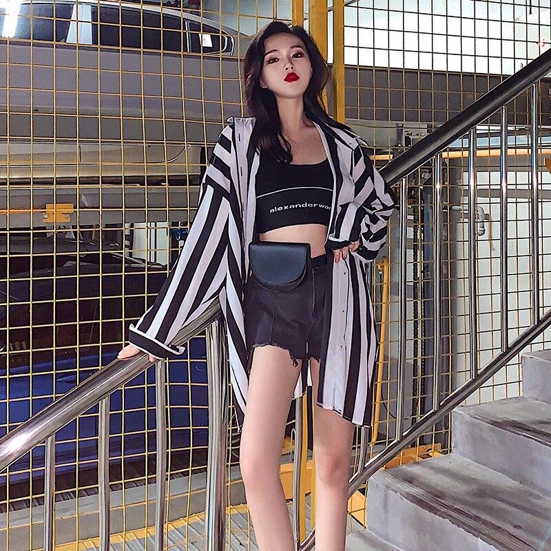 RUGOD Осенние новые свободные полосатые рубашки с длинными рукавами, женские топы