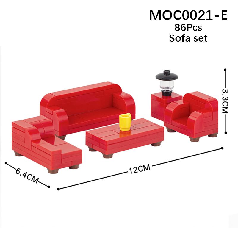 Город Фигурки Мебель Набор Игрушки Модель MOC Кирпичи Детская коляска Стол Диван Кровать Пианино Кухня Ванная Строительные блоки Подарок