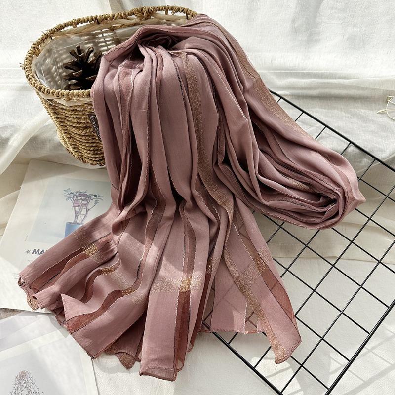 Тонкий шелковый шарф на весну и лето с изысканным внешним видом, женский шарф с элегантными вертикальными полосками