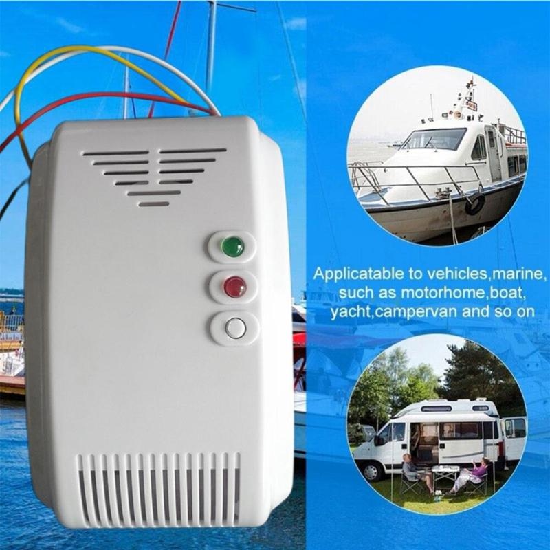 12В Газовый Детектор Утечки Газа Сигнализация Сигнализатор Утечки Пропана Устройство Легкая Настенная Установка для Пропана Сжиженного Нефтяного Газа в Домах на Колесах