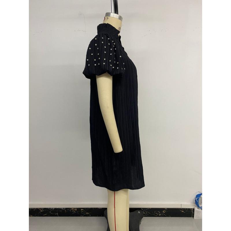 Женское свободное платье-футляр с бисером и рукавами-фонариками, простое модное платье