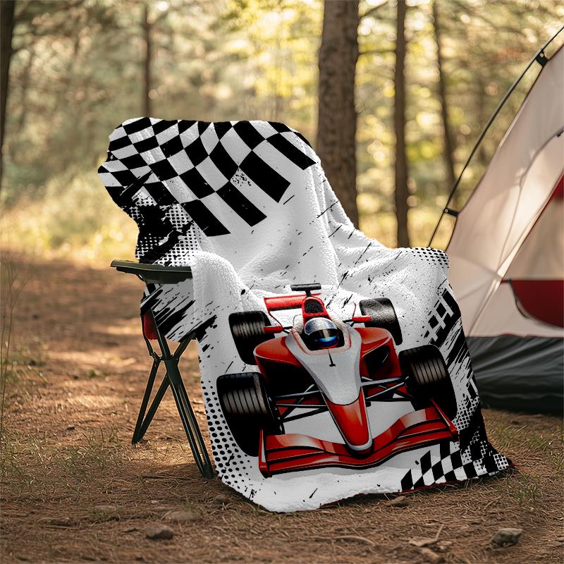 Racing Theme Printed Blanket - Perfect for Couch, Bed, Travel & Outdoor Use | Machine Washable, Cozy & Durable.