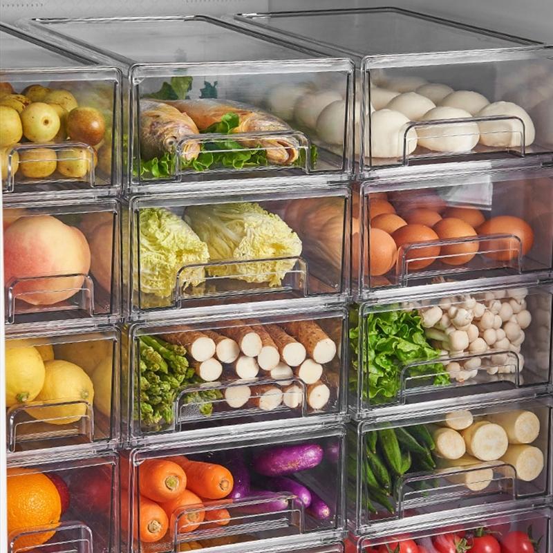 Практичные органайзеры для холодильника, герметичный ящик-контейнер для еды с крышкой, прозрачный ящик для хранения в морозильной камере, кухонные принадлежности
