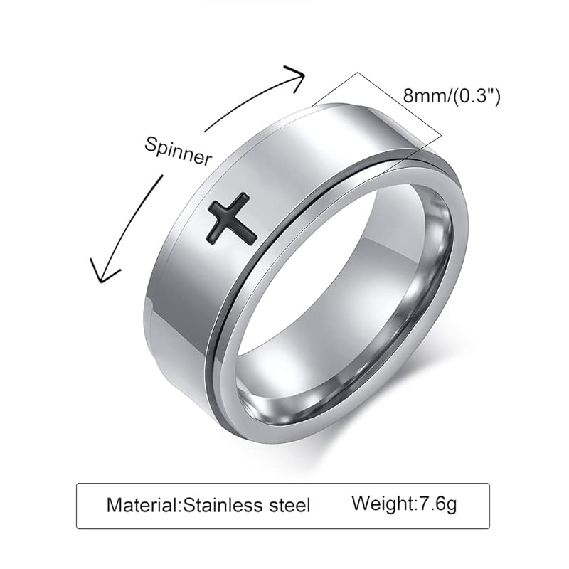 [Rockyu] бренд модных аксессуаров кольцо мужское серебряное вращающееся кольцо крест-накрест кольцо, которое можно вращать нержавеющая сталь матовое плоское кольцо Властелин