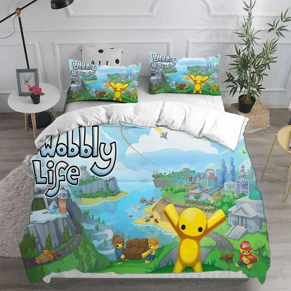 Аниме Wobbly Life Комплект постельного белья для мальчиков и девочек Односпальный/Двуспальный/Queen Size Пододеяльник Наволочка Постельное Белье Детское Взрослое Комплект из 3 предметов