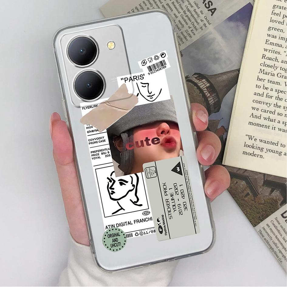 Для Vivo Y36 Y20 Y15S Y02 Y11 Y12 Y35 Y33s Y31 Y30 Y27 Чехол для телефона Задняя крышка Модный противоударный прозрачный мягкий силиконовый чехол из ТПУ для Vivo для мальчиков и девочек