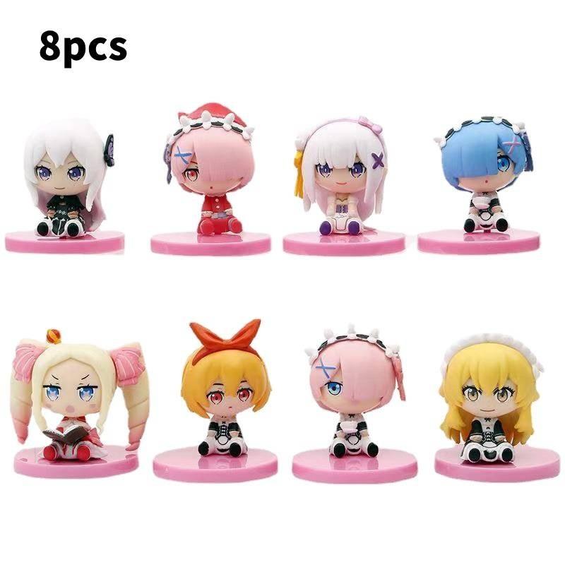 Delightful Chibi Rem And Ram Sitting Figures From Re Life In A Different World Anime Collection