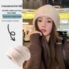 Women's Woolen Beanie with Ear Protection and Plush Lining - Ideal for Big Head Circumference, Small Face, Autumn/Winter