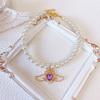 Pet Angel Wings Pearl Necklace Sparkle Diamond Decor Collar For Cat Dog