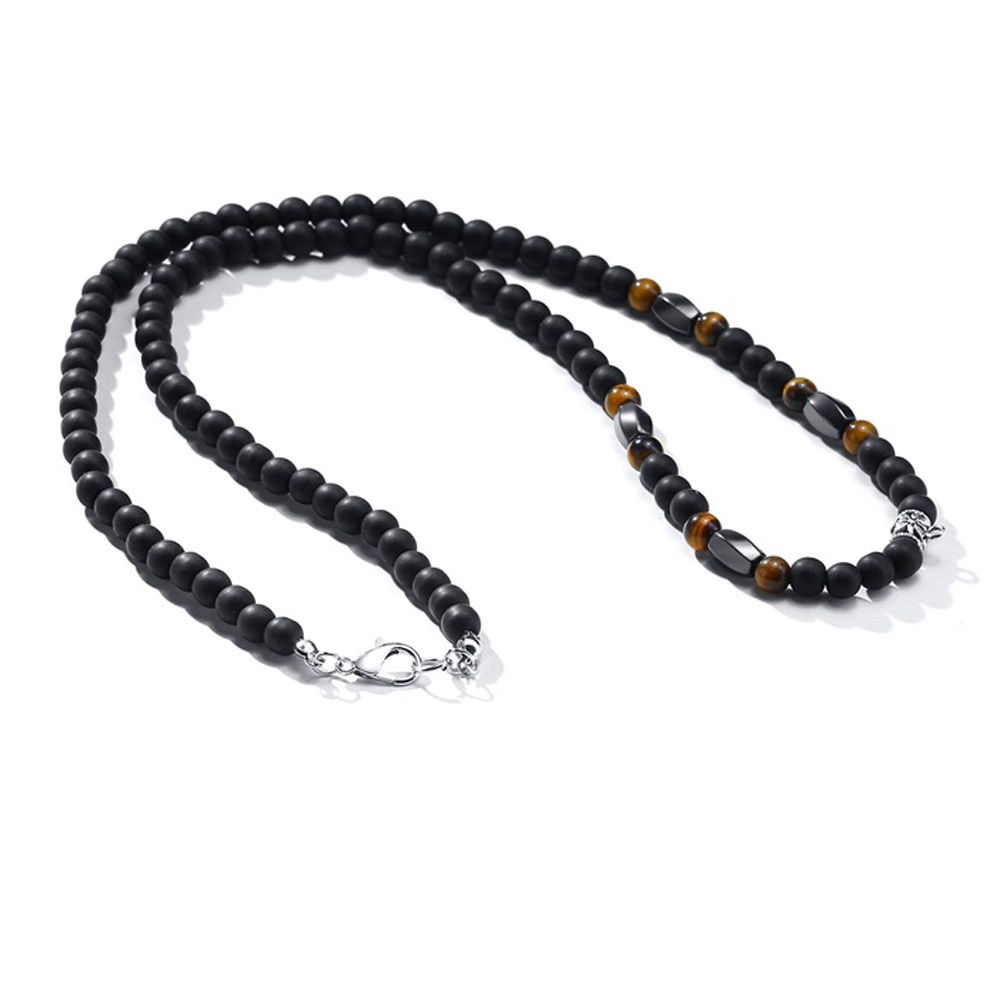 Hot Sale Gift for Men Jewelry Hematite Stone Bead Necklace Healing Balance Volcanic Rock