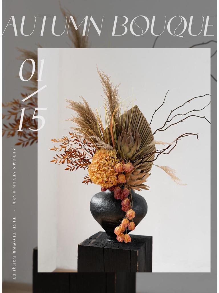 French Retro Handheld Artificial Flower Bouquet - Realistic Decorative Fake Floral Photography Props for Home Decor.