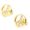 [I4244] - White Gold 'Peace' Gold Plated Earrings - 8 Mm