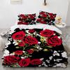 3D Print Black White Plaid Flower Red Rose Designer Bedding Festive Color Bedroom Quilt Set Cover For Valentine's Day Weddings