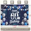 1pc Birthday 60th Balloon Elegant Hanging Banner Blue White Polyester