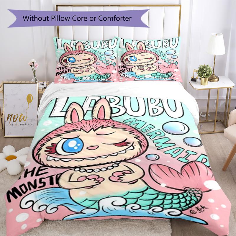 Labubu Bed Linen Set Design for Dormitory Machine Washable Perfect Gift for Friends Family