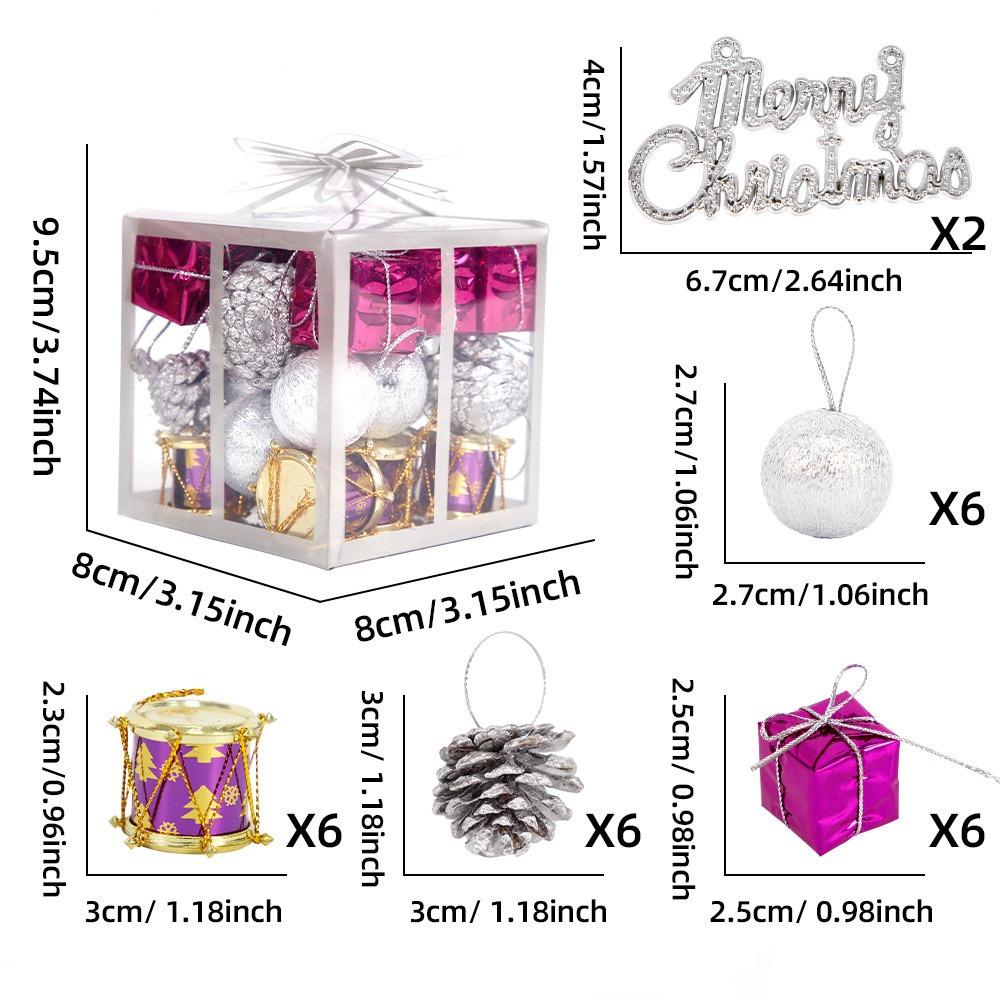 26/32PCS Mixed Pattern Christmas Hanging Decoration Xmas Ball Bell Drop Ornaments Party Supplies