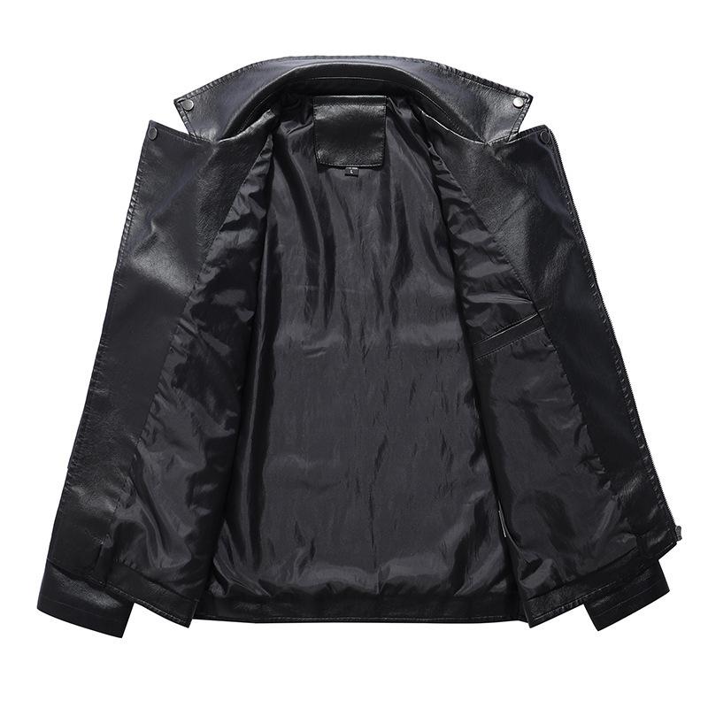 Тонкий мужской кожаный костюм осень и зима новый кожаная куртка для среднего возраста и молодежи повседневная деловая кожаная куртка с лацканами