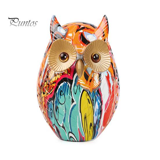 Граффити Сова Фигурка Сова из смолы Украшение для рабочего стола Многоцветная статуя Совы для дома Подставка под телевизор Офисная книжная полка Украшение стола