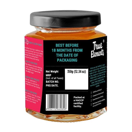True Elements Raw Honey 350g – Unheated, Unprocessed, 100% Natural