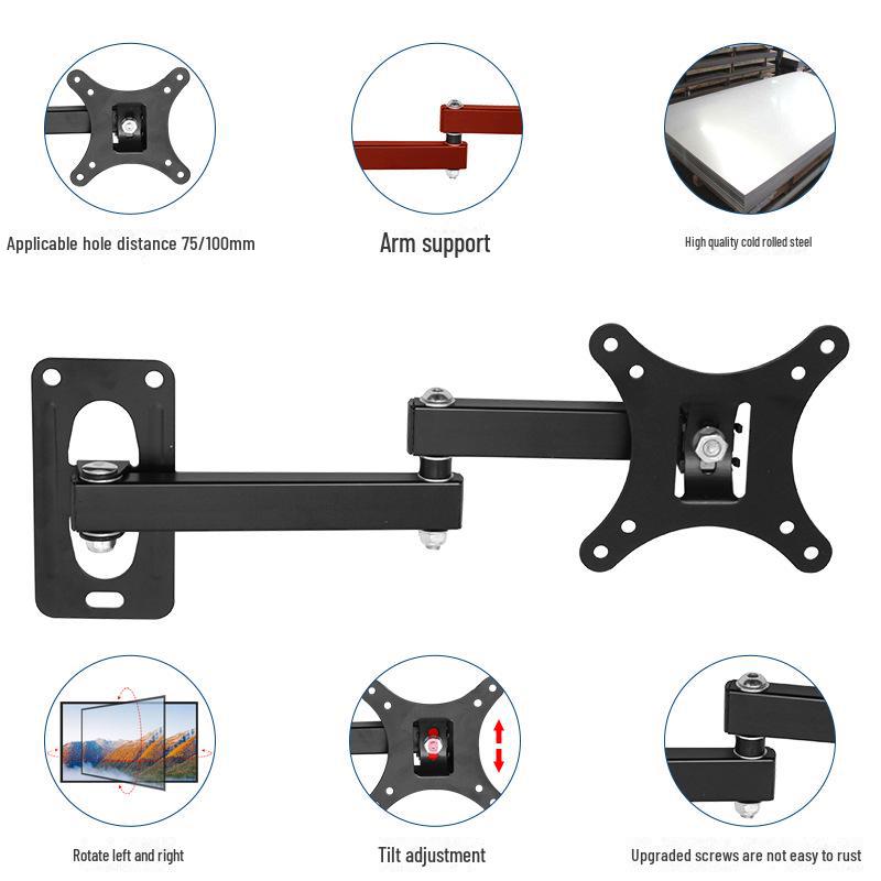Регулируемое 14-27-дюймовое двойное настенное крепление для компьютерных мониторов и телевизоров
