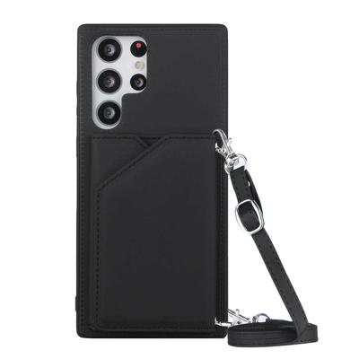 Подходит для Samsung S23ultra Чехол для мобильного телефона с карманом для карт с ощущением кожи S23plus Ремешок Кожаный чехол для нескольких карт S23 Модный карман для карт