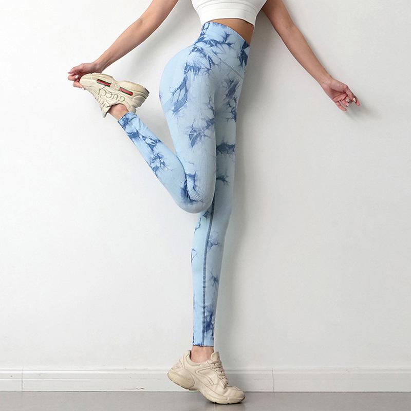 Леггинсы для йоги с высокой талией и эффектом пуш-ап, тай-дай - Женские штаны для фитнеса и тренировок