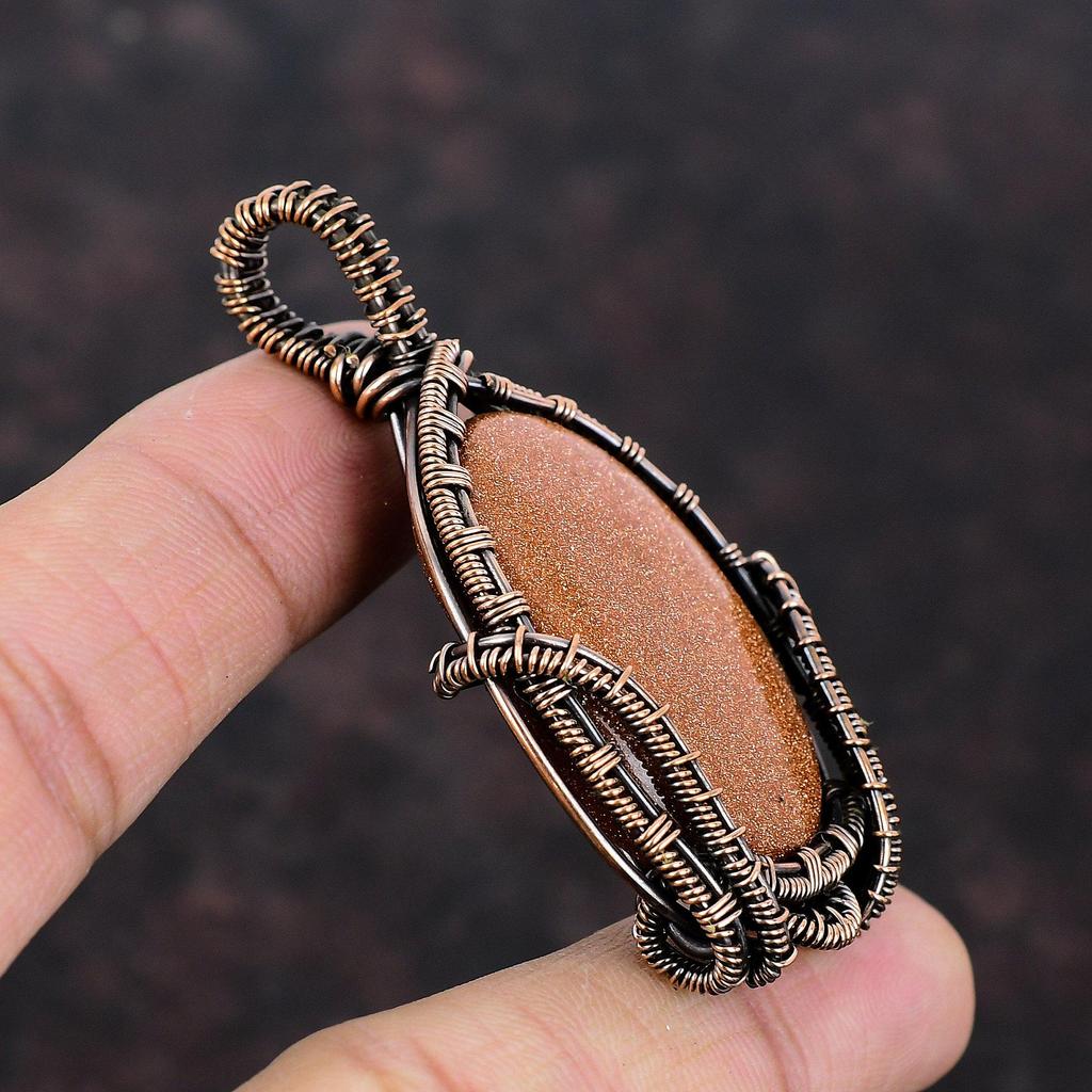 Sun Sitara Gemstone Pendant Copper Wire Wrapped Pendant Beautiful Handmade Pendant Copper Wire Jewelry Gift For Friend Wire Wrapping Stones
