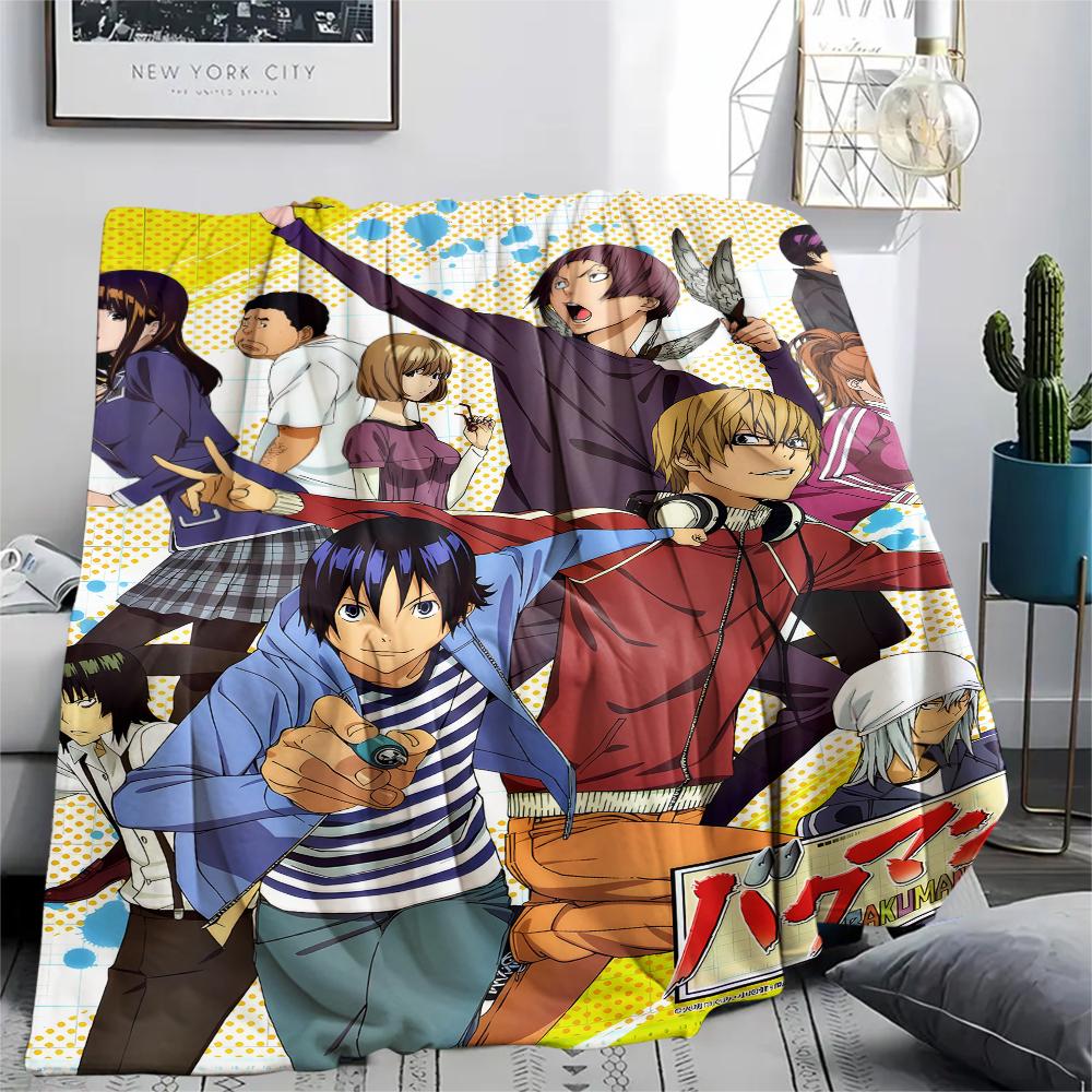 1PC Bakuman Print Flannel Blanket, High quality All Seasons, Home Decor, Warmth and Comfort, Perfect for Christmas Gifts