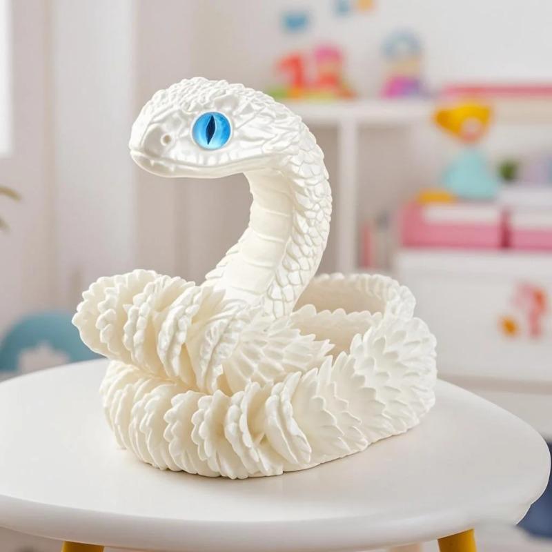 3D-печатная змея Настольное искусство Сочлененная змея Коллекционные предметы Креативная модель змеи Сенсорные игрушки Настольное украшение 3D-печатные игрушки
