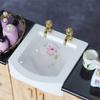 1/12 Scale Dollhouses Bathroom Sink Cabinet Miniature Wood Vanity Furniture for Creative Role Playing and Scene Display