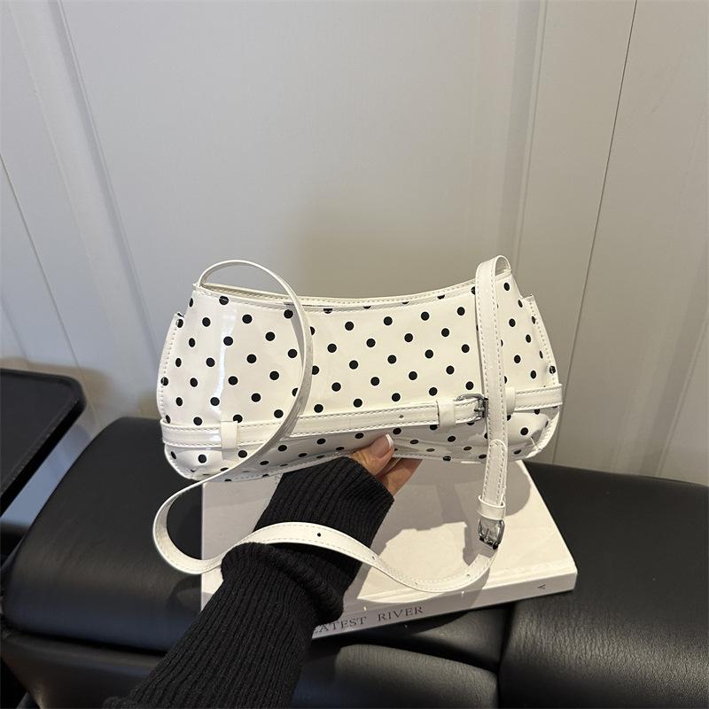 Vintage Polka Dot Color Block Women Fashion Single Shoulder Handheld Underarm Small Square Bag