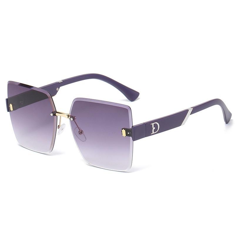 Квадратные солнцезащитные очки без оправы с обрезанным краем, женские модные солнцезащитные очки с защитой от УФ-лучей