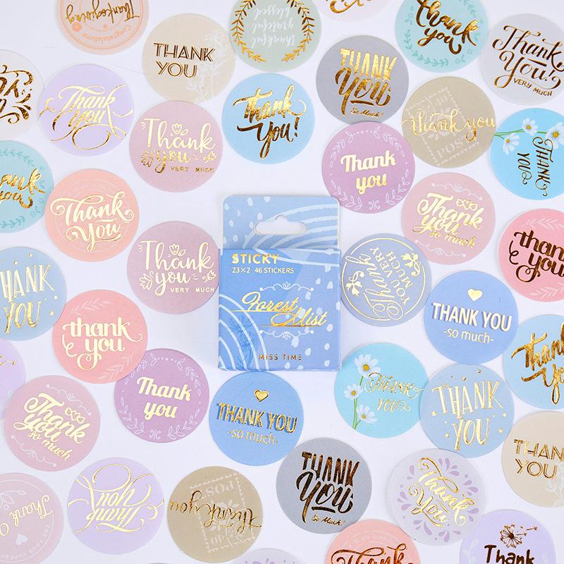 46 шт., наклейка для горячего тиснения, наклейка «Спасибо», наклейка для подарочной упаковки, наклейка для рождественского украшения, наклейка для канцелярских принадлежностей, украшение «сделай сам»